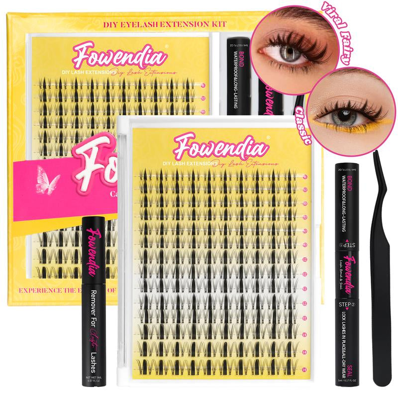 Fowendia Lash Clusters | Manga DIY Extension Kit 🌸 | Ultra-Thin Bands + Bond, Seal & Remover ✨