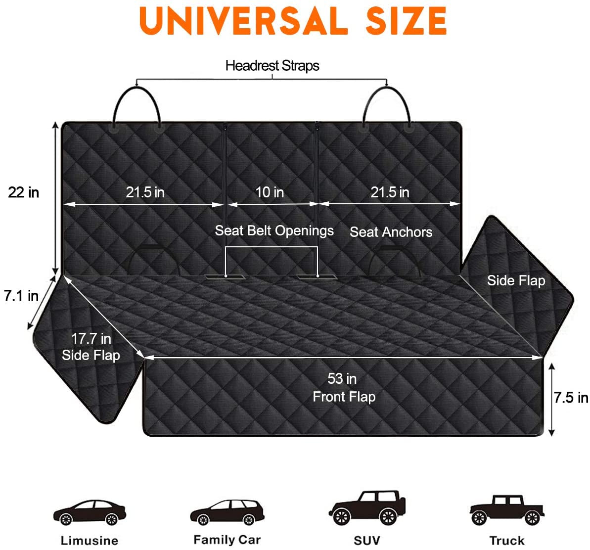 Luxury Dog Car Seat Cover | Waterproof, Non-Slip Back Seat Protector 🚗 | Fits Cars, Trucks & SUVs 🖤