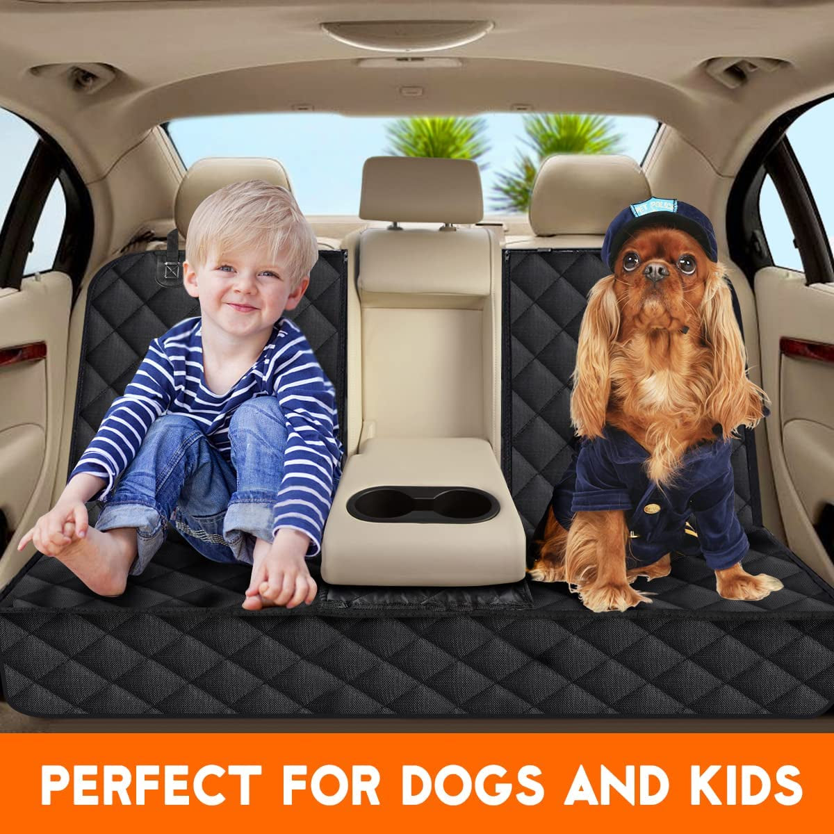 Luxury Dog Car Seat Cover | Waterproof, Non-Slip Back Seat Protector 🚗 | Fits Cars, Trucks & SUVs 🖤