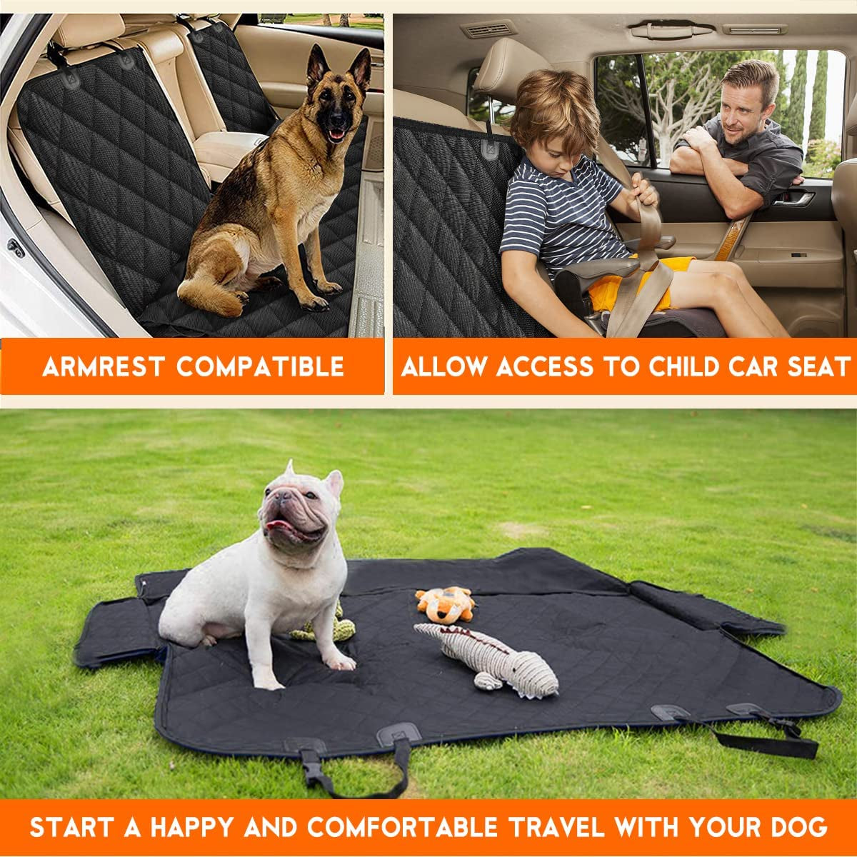 Luxury Dog Car Seat Cover | Waterproof, Non-Slip Back Seat Protector 🚗 | Fits Cars, Trucks & SUVs 🖤