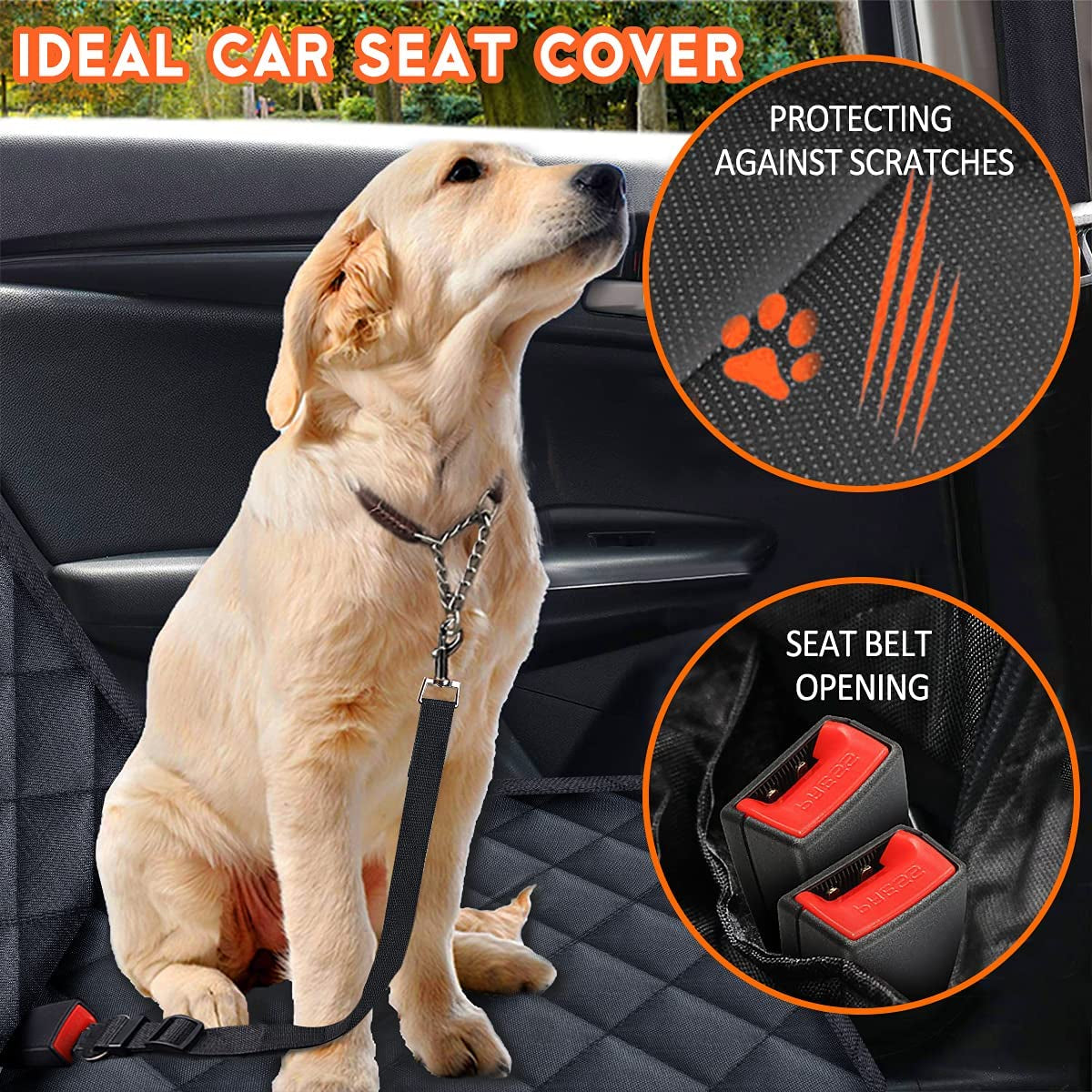 Luxury Dog Car Seat Cover | Waterproof, Non-Slip Back Seat Protector 🚗 | Fits Cars, Trucks & SUVs 🖤