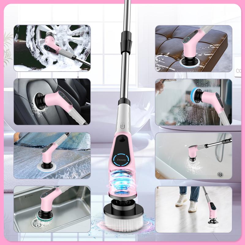 Dovety Electric Spin Scrubber | Cordless Cleaning Brush 🧼 | 4 Brush Heads, Adjustable Extension Handle & 2 Speeds 🚿🏡