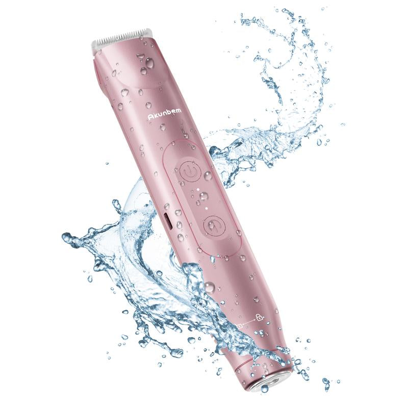Akunbem Bikini Trimmer for Women | 2-in-1 Electric Shaver & Razor ⚡ | Rechargeable, Waterproof, Dual Heads 💎