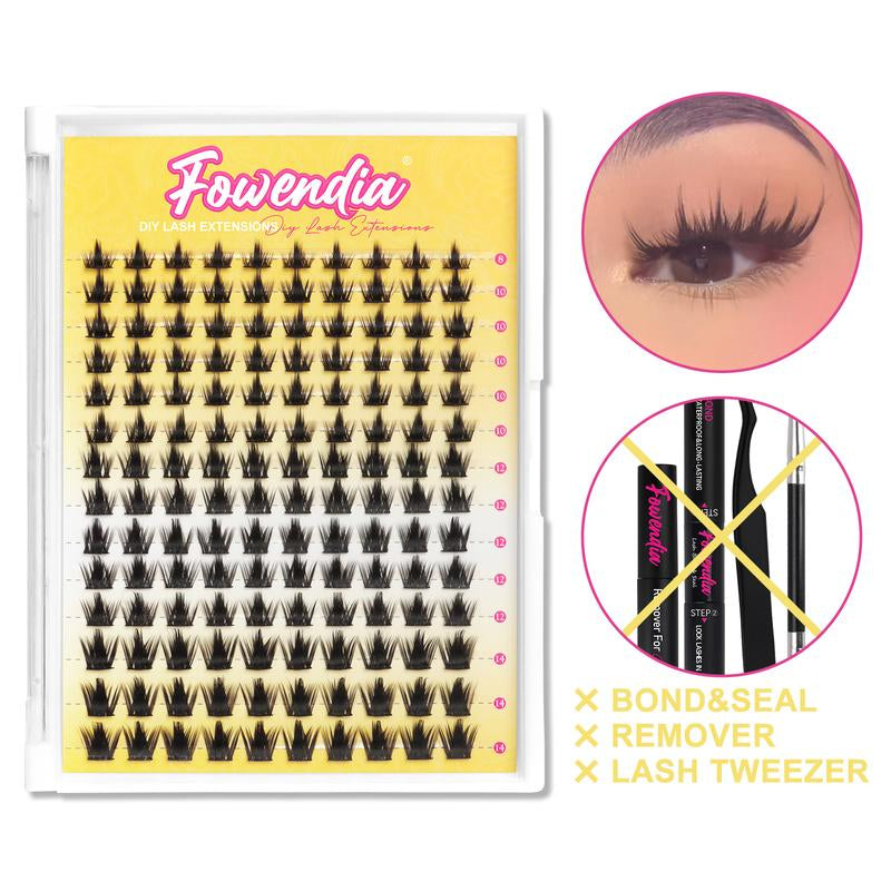 Fowendia Lash Clusters | Manga DIY Extension Kit 🌸 | Ultra-Thin Bands + Bond, Seal & Remover ✨
