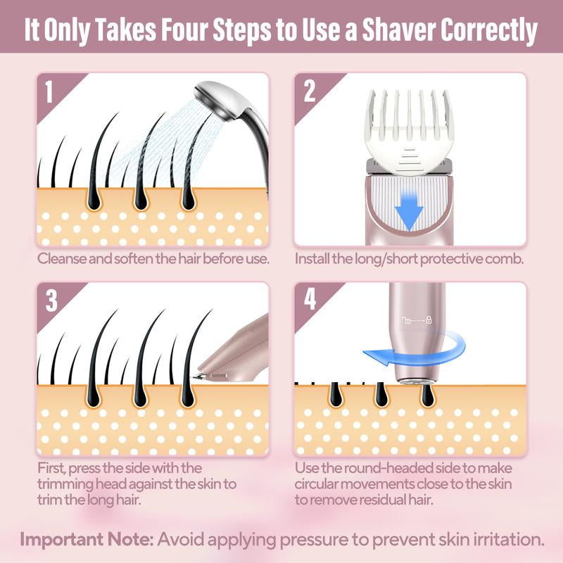 Akunbem Bikini Trimmer for Women | 2-in-1 Electric Shaver & Razor ⚡ | Rechargeable, Waterproof, Dual Heads 💎