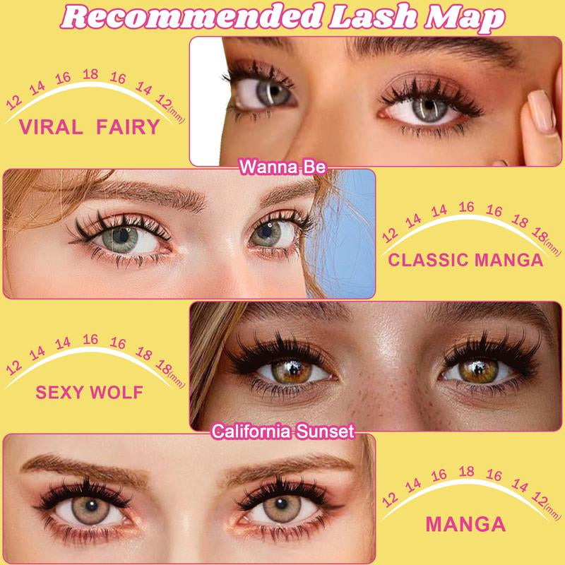 Fowendia Lash Clusters | Manga DIY Extension Kit 🌸 | Ultra-Thin Bands + Bond, Seal & Remover ✨