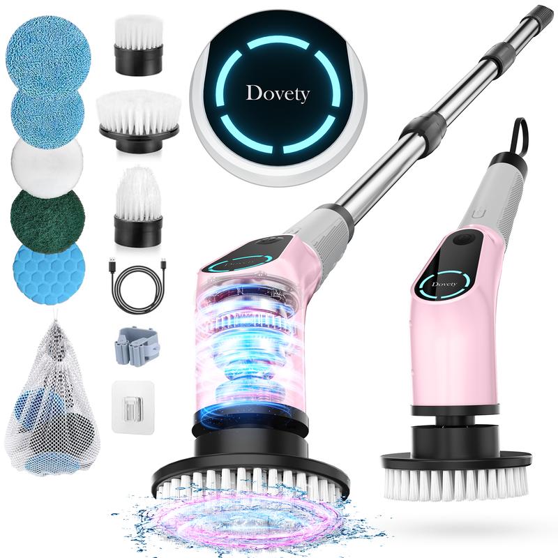 Dovety Electric Spin Scrubber | Cordless Cleaning Brush 🧼 | 4 Brush Heads, Adjustable Extension Handle & 2 Speeds 🚿🏡