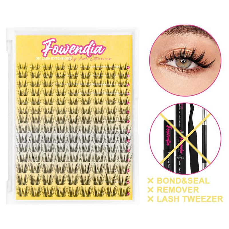 Fowendia Lash Clusters | Manga DIY Extension Kit 🌸 | Ultra-Thin Bands + Bond, Seal & Remover ✨