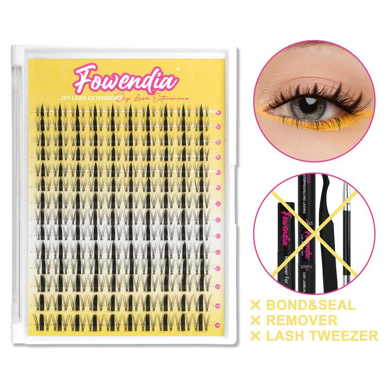 Fowendia Lash Clusters | Manga DIY Extension Kit 🌸 | Ultra-Thin Bands + Bond, Seal & Remover ✨
