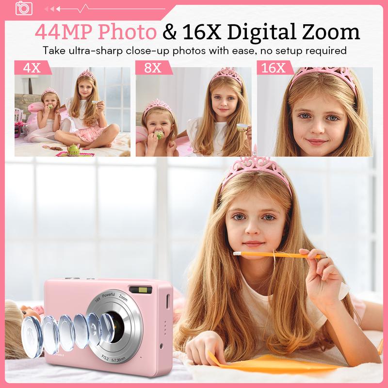 Digital Camera FHD 1080P | 16X Zoom 🔍 | Anti-Shake Point & Shoot 🎞️ | Perfect for Teens & Beginners 🎁✨