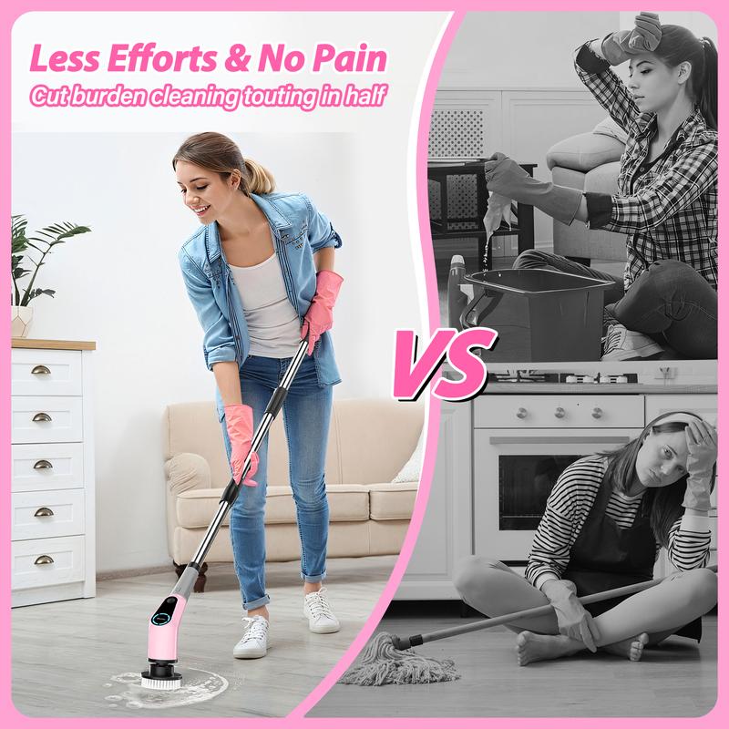 Dovety Electric Spin Scrubber | Cordless Cleaning Brush 🧼 | 4 Brush Heads, Adjustable Extension Handle & 2 Speeds 🚿🏡