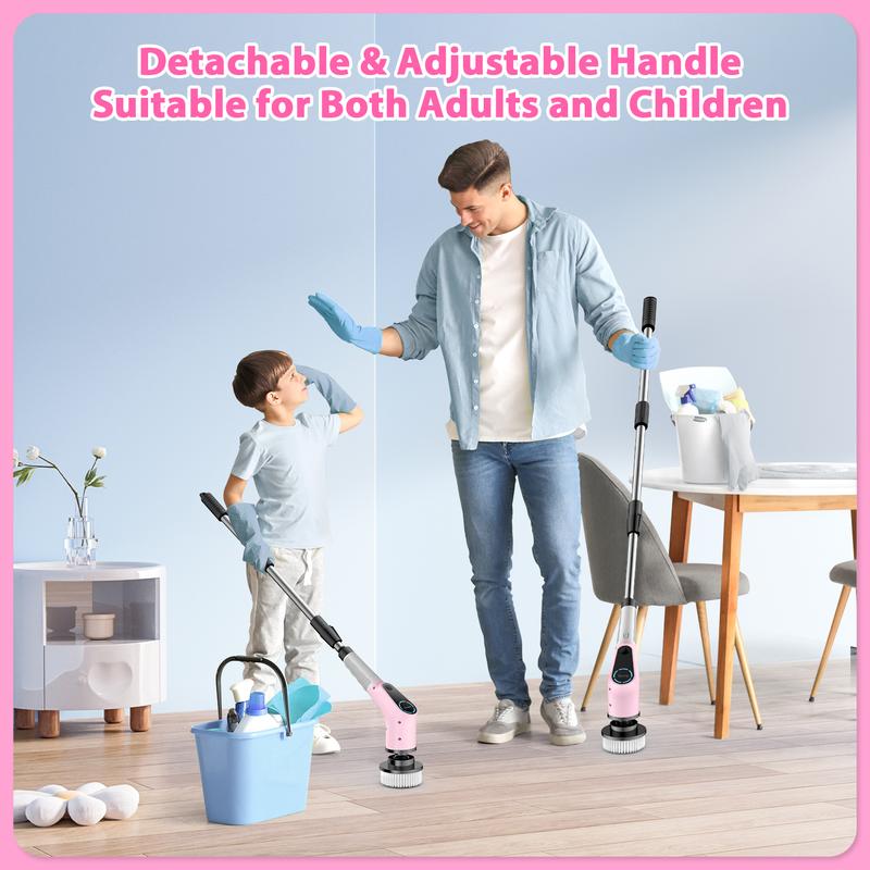 Dovety Electric Spin Scrubber | Cordless Cleaning Brush 🧼 | 4 Brush Heads, Adjustable Extension Handle & 2 Speeds 🚿🏡