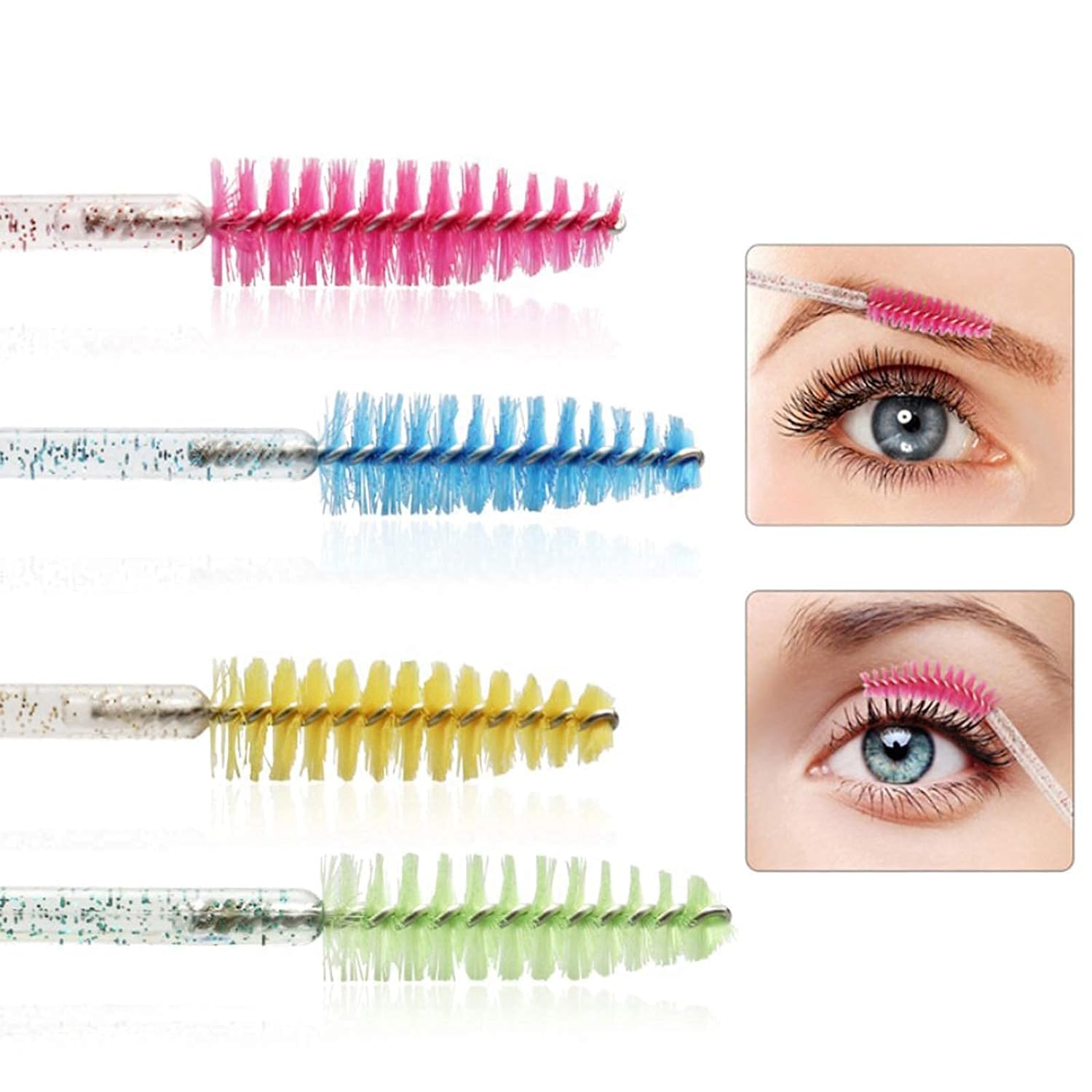 I-Lash 100 Pcs Crystal Eyelash Brushes | Disposable Mascara Wands & Lash Applicators ✨ | Crystal Blue 