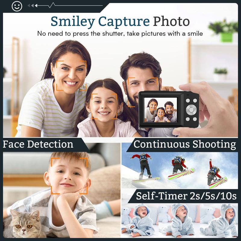 Digital Camera FHD 1080P | 16X Zoom 🔍 | Anti-Shake Point & Shoot 🎞️ | Perfect for Teens & Beginners 🎁✨