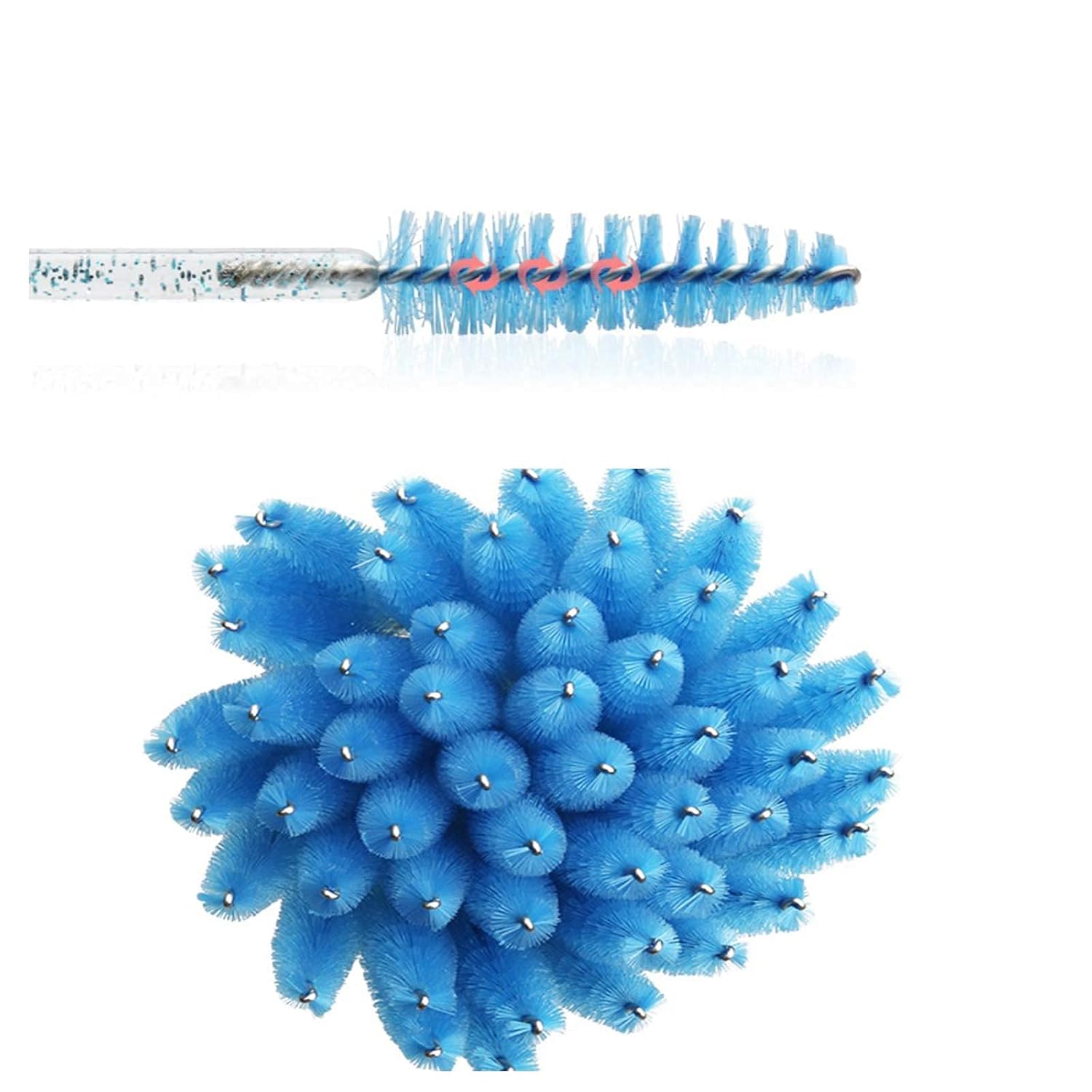 I-Lash 100 Pcs Crystal Eyelash Brushes | Disposable Mascara Wands & Lash Applicators ✨ | Crystal Blue 