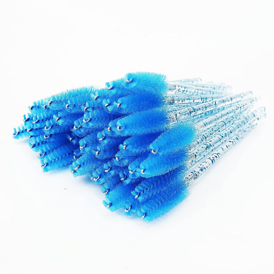 I-Lash 100 Pcs Crystal Eyelash Brushes | Disposable Mascara Wands & Lash Applicators ✨ | Crystal Blue 