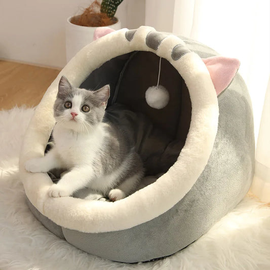 Deep Sleep Cat Bed | Cozy Cartoon Cave Bed 🛏️ | Foldable, Removable & Washable Pet Bed for Cats & Small Dogs 🐾✨