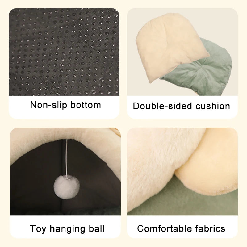 Deep Sleep Cat Bed | Cozy Cartoon Cave Bed 🛏️ | Foldable, Removable & Washable Pet Bed for Cats & Small Dogs 🐾✨