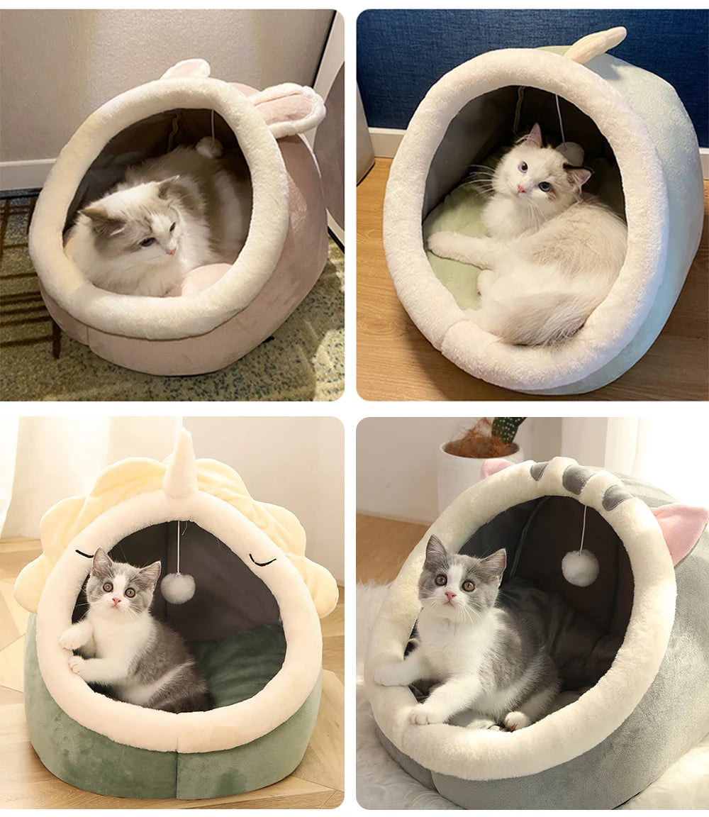 Deep Sleep Cat Bed | Cozy Cartoon Cave Bed 🛏️ | Foldable, Removable & Washable Pet Bed for Cats & Small Dogs 🐾✨