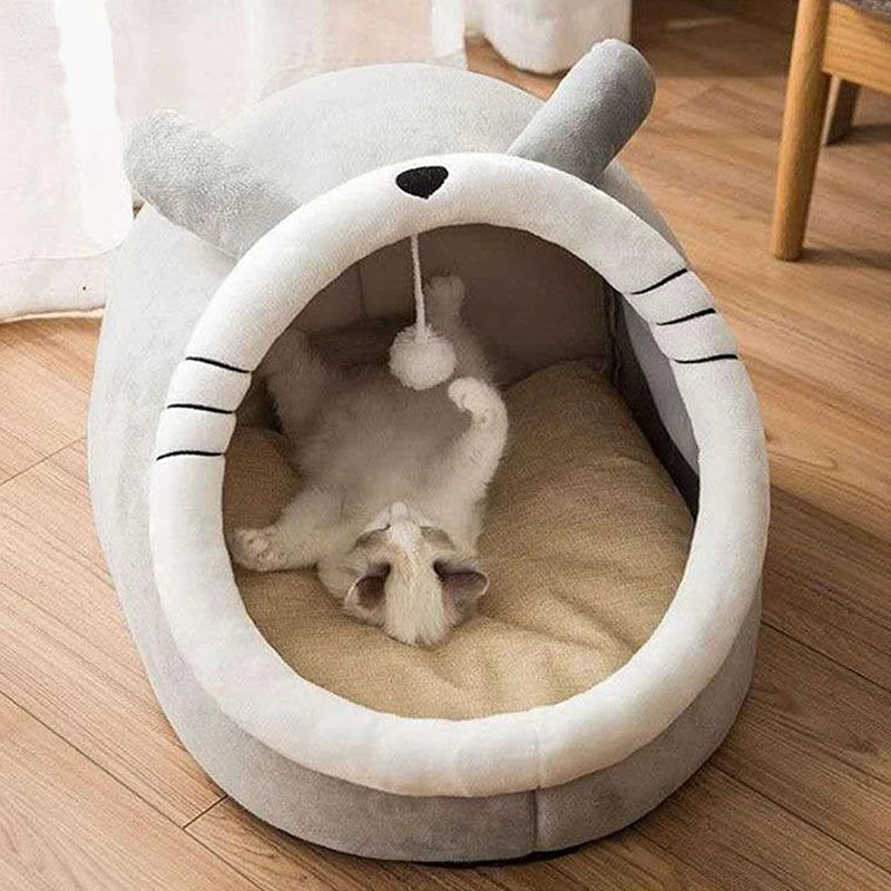 Deep Sleep Cat Bed | Cozy Cartoon Cave Bed 🛏️ | Foldable, Removable & Washable Pet Bed for Cats & Small Dogs 🐾✨