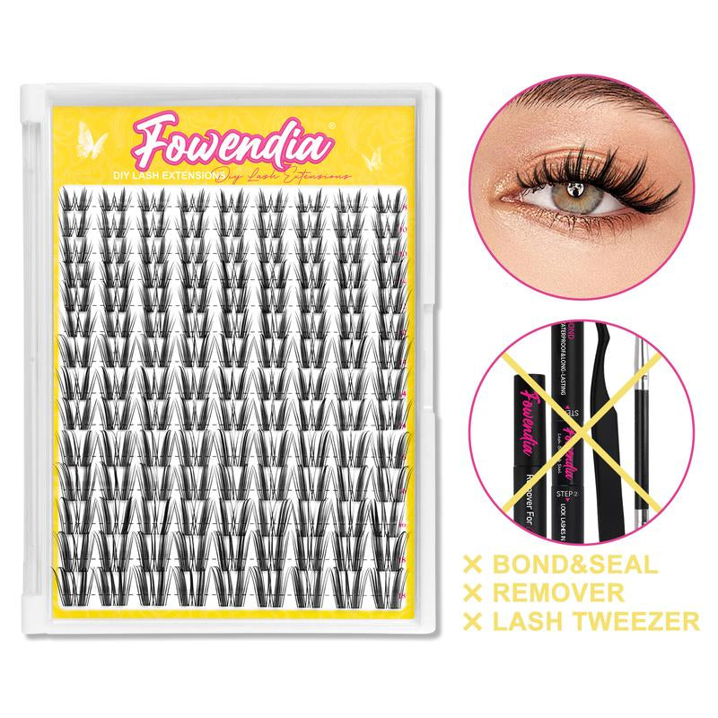 Fowendia Lash Clusters | Manga DIY Extension Kit 🌸 | Ultra-Thin Bands + Bond, Seal & Remover ✨