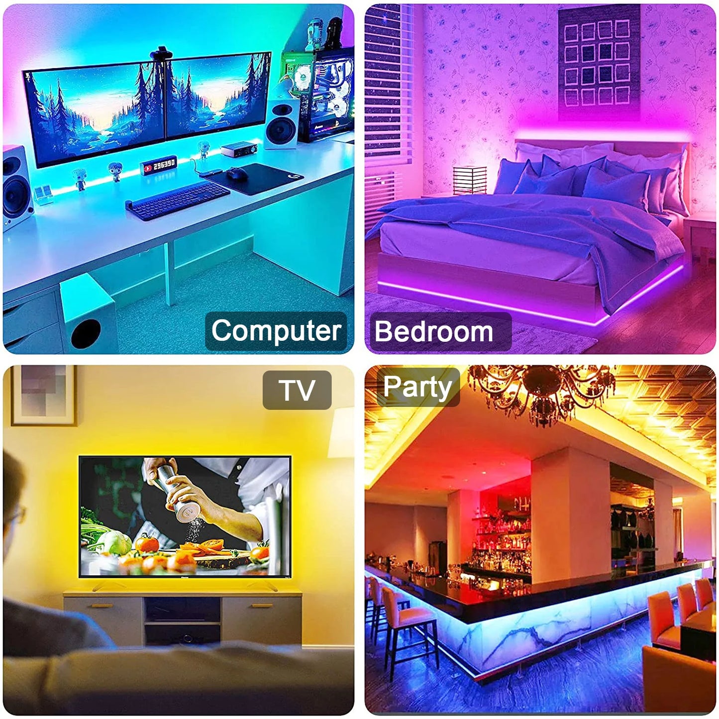 RGB LED Strip 5050 | Bluetooth Mood Lighting 📱 | USB Powered Flexible Tape 💡 for Room & TV 🎬