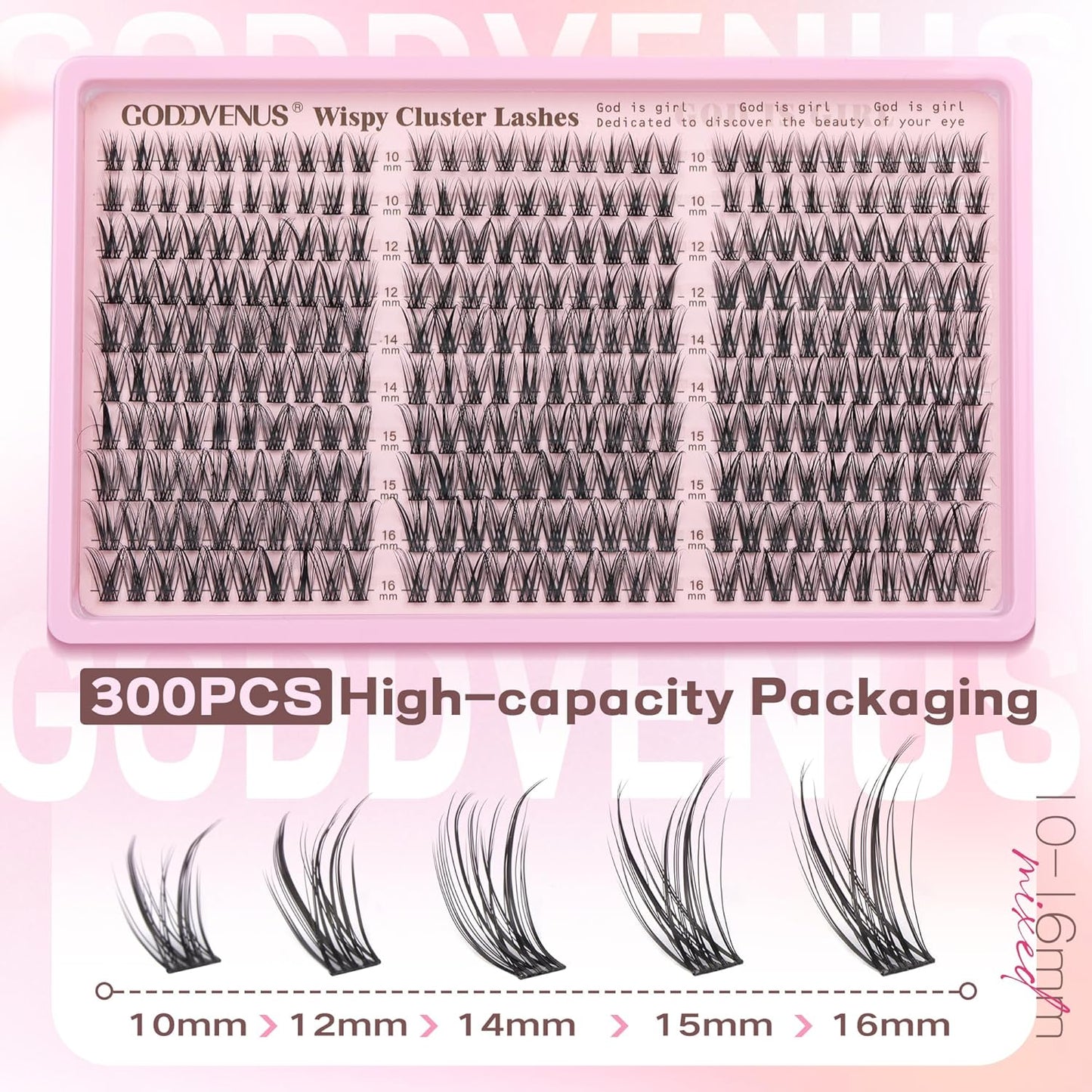 Wispy Eyelash Clusters | 300 Pcs Natural DIY Extensions ✨ | 10–16mm C Curl Individual Lashes 💎