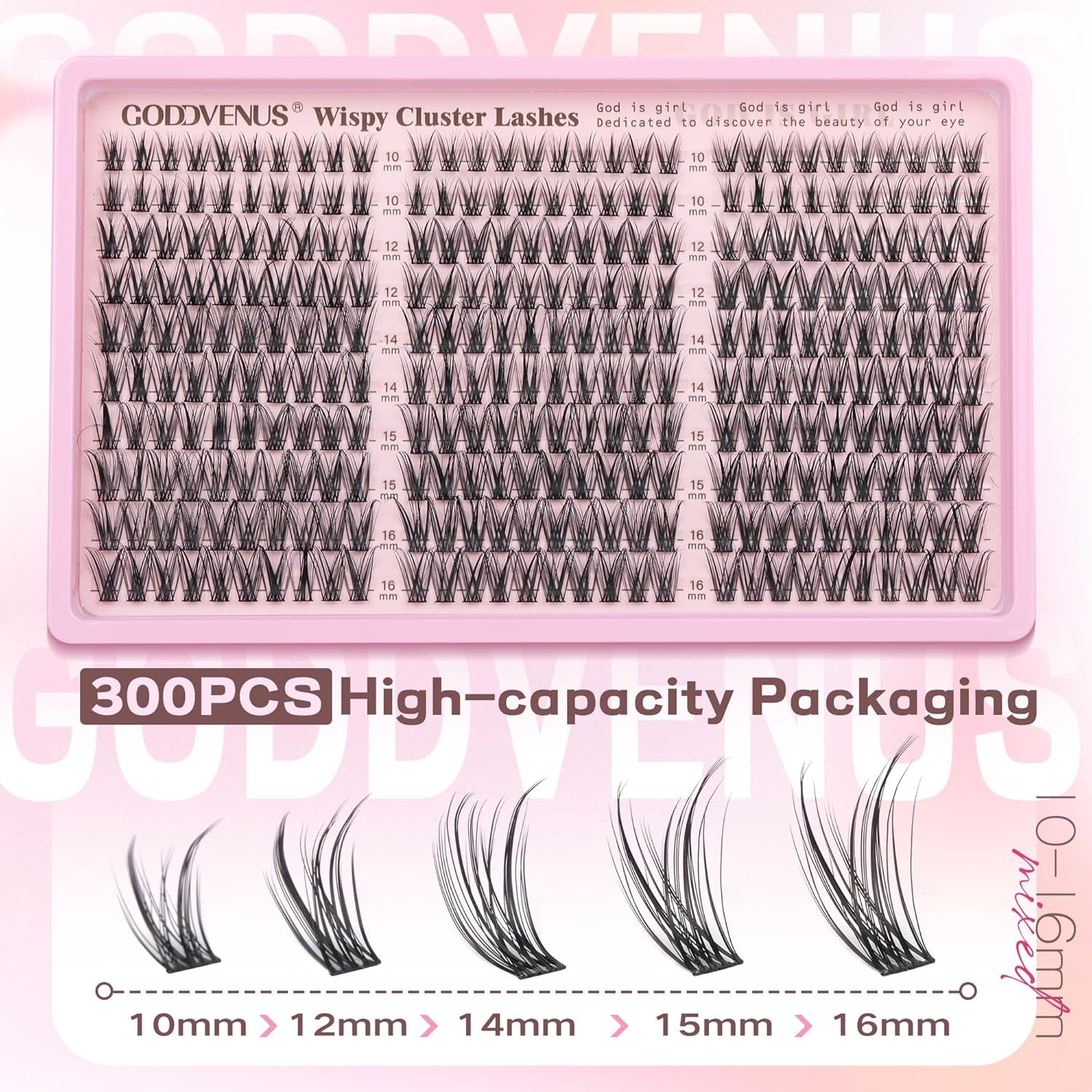 Wispy Eyelash Clusters | 300 Pcs Natural DIY Extensions ✨ | 10–16mm C Curl Individual Lashes 💎