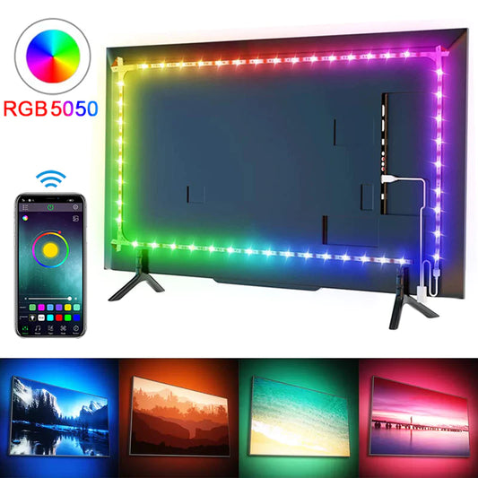 RGB LED Strip 5050 | Bluetooth Mood Lighting 📱 | USB Powered Flexible Tape 💡 for Room & TV 🎬