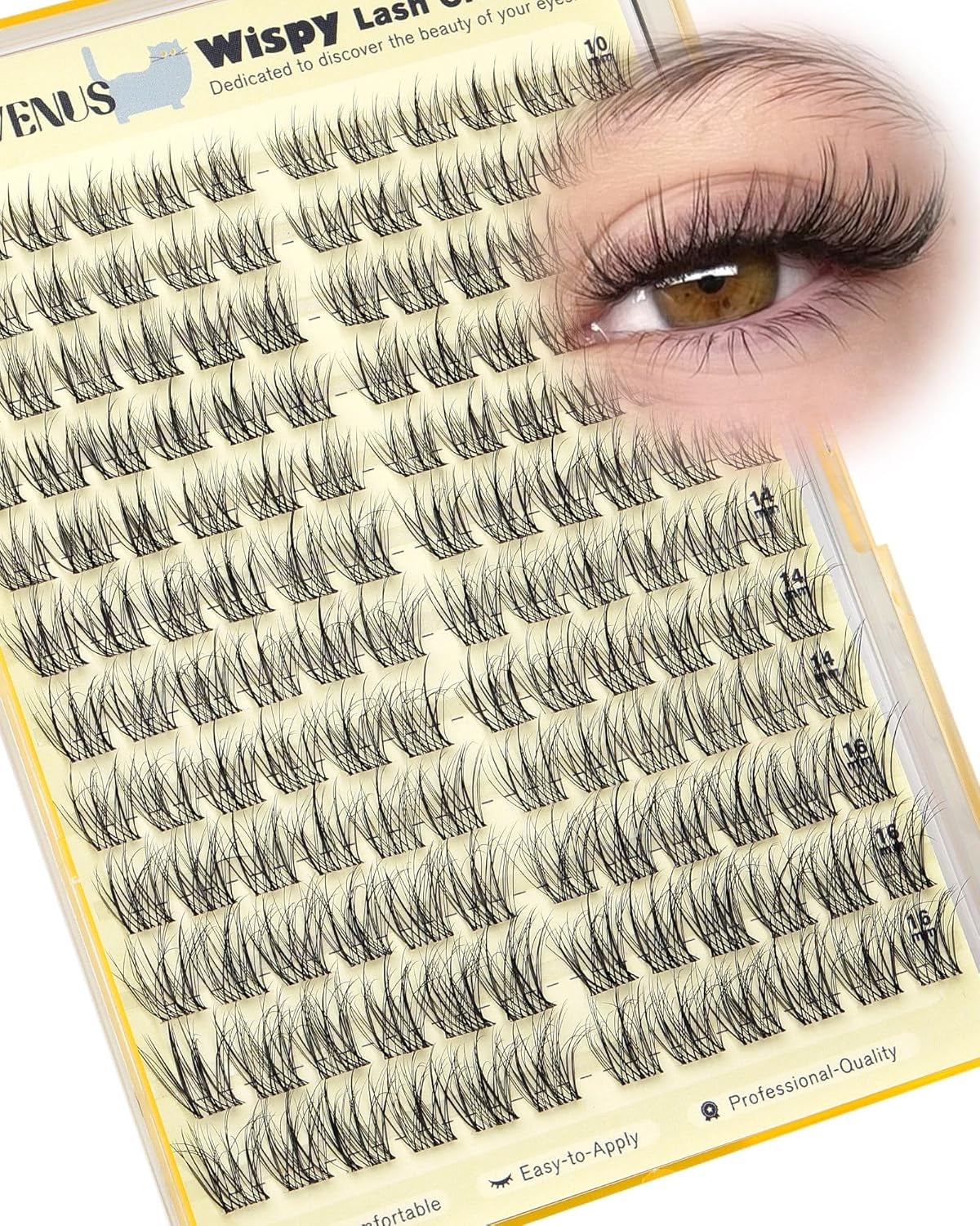 Wispy Eyelash Clusters | 300 Pcs Natural DIY Extensions ✨ | 10–16mm C Curl Individual Lashes 💎