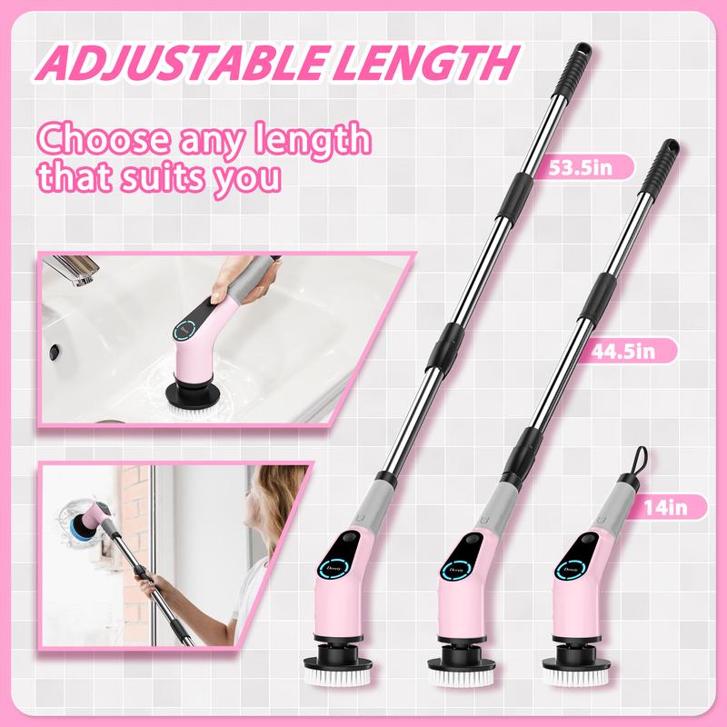 Dovety Electric Spin Scrubber | Cordless Cleaning Brush 🧼 | 4 Brush Heads, Adjustable Extension Handle & 2 Speeds 🚿🏡