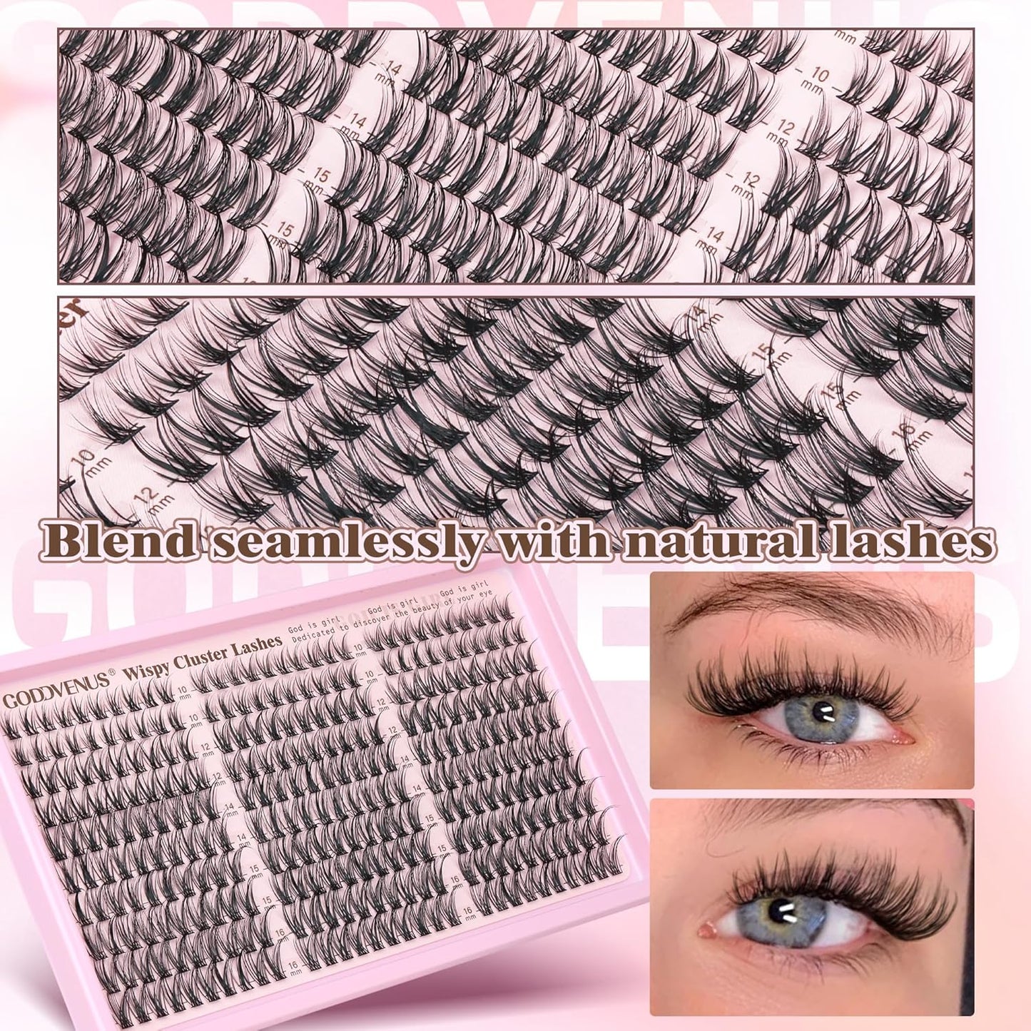 Wispy Eyelash Clusters | 300 Pcs Natural DIY Extensions ✨ | 10–16mm C Curl Individual Lashes 💎