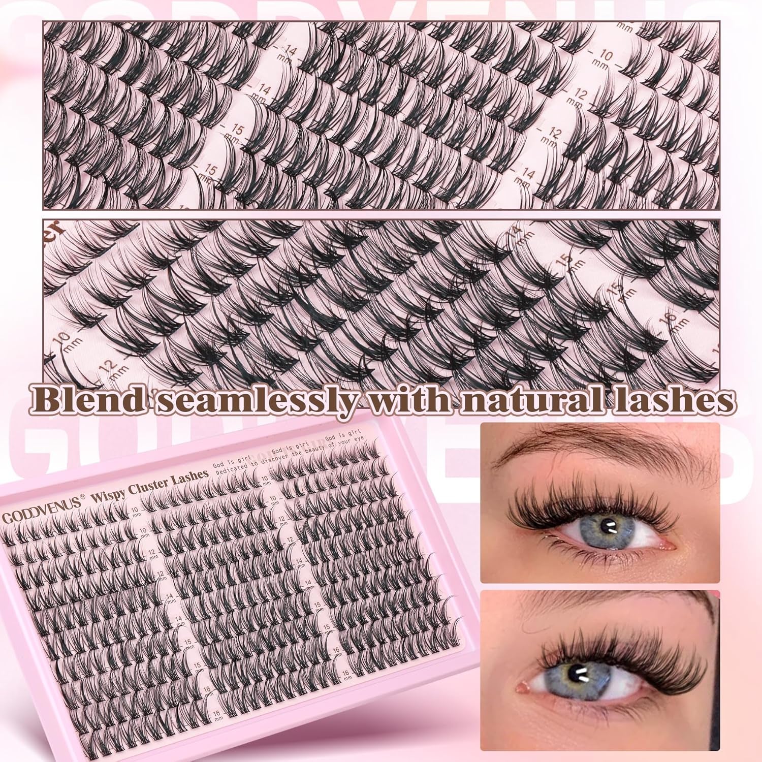 Wispy Eyelash Clusters | 300 Pcs Natural DIY Extensions ✨ | 10–16mm C Curl Individual Lashes 💎