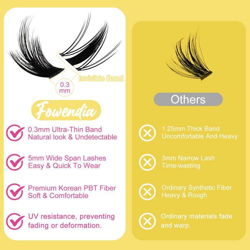 Fowendia Lash Clusters | Manga DIY Extension Kit 🌸 | Ultra-Thin Bands + Bond, Seal & Remover ✨