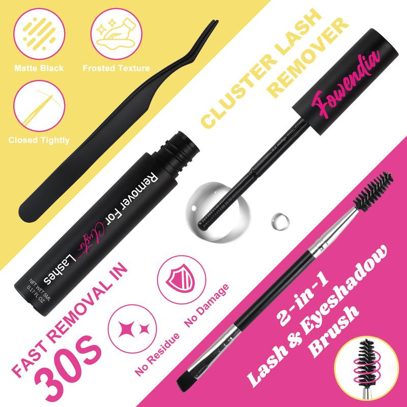 Fowendia Lash Clusters | Manga DIY Extension Kit 🌸 | Ultra-Thin Bands + Bond, Seal & Remover ✨
