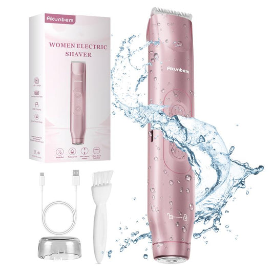 Akunbem Bikini Trimmer for Women | 2-in-1 Electric Shaver & Razor ⚡ | Rechargeable, Waterproof, Dual Heads 💎